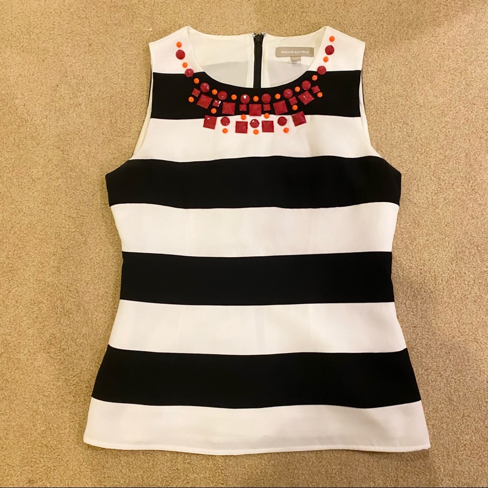 Banana Republic Striped Tank with Embellishments